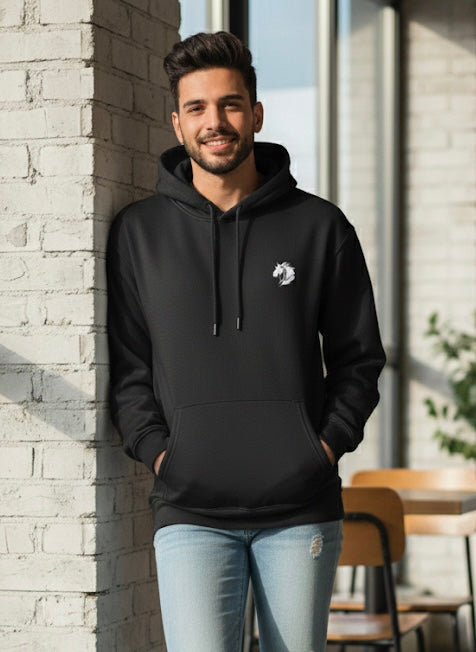 Cotton Fleece Hoodie (Black) - Ultimate Comfort