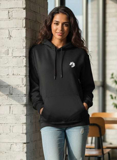 Cotton Fleece Hoodie (Black) - Ultimate Comfort