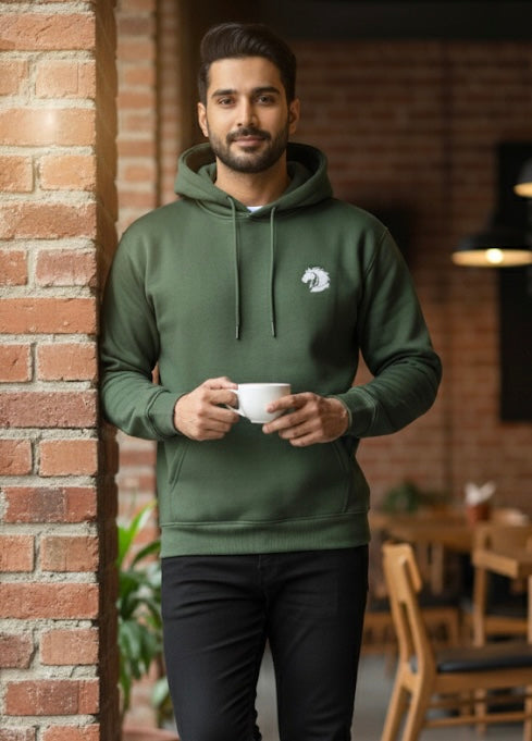 Cotton Fleece Hoodie (Green) - Ultimate Comfort
