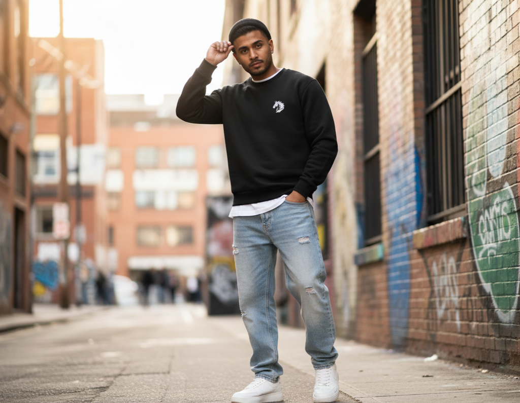 Cotton Fleece Sweatshirt (Black) - Ultimate Comfort