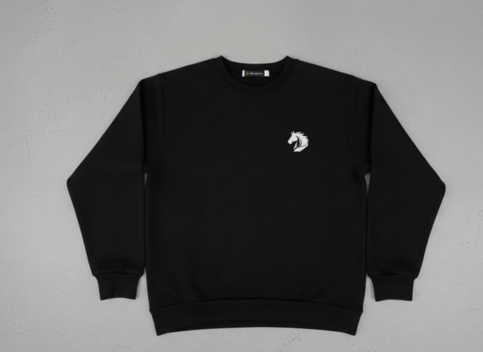 Cotton Fleece Sweatshirt (Black) - Ultimate Comfort