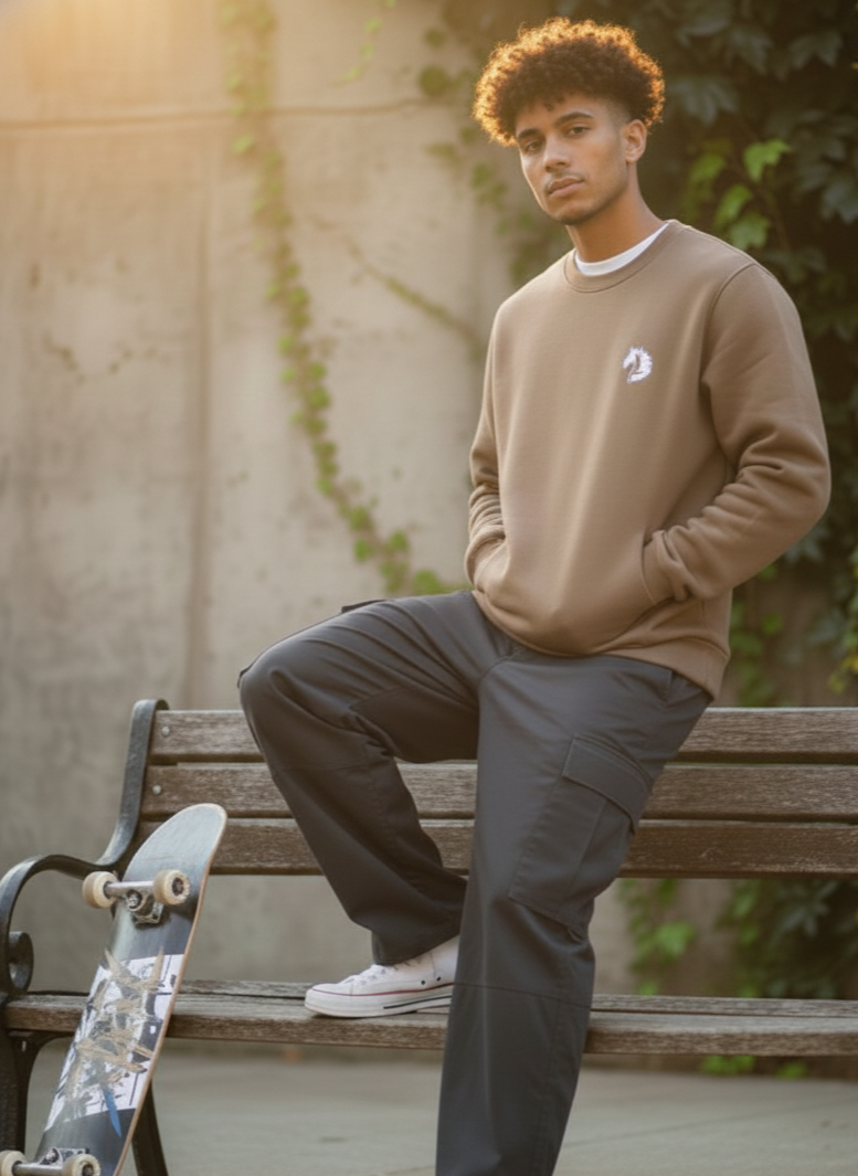 Velarian Premium Cotton Fleece Sweatshirt (Brown) - Ultimate Comfort