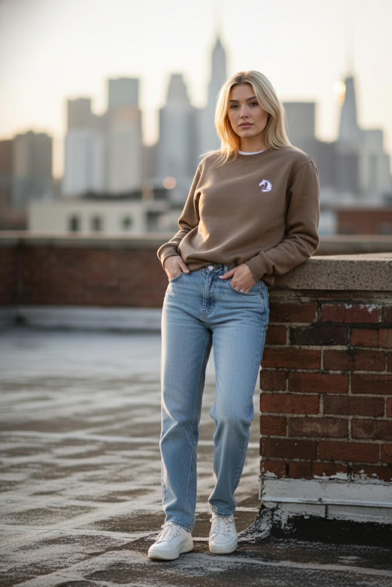 Cotton Fleece Sweatshirt (Brown) - Ultimate Comfort